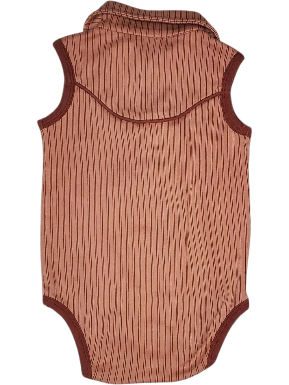 Kate Quinn Organic Cotton Ribbed Sleeveless Polo Bodysuit‎ Mauve Stripe 12-18M